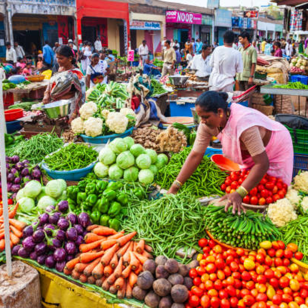 GOA, INDIA - APRIL 06, 2012: Fruts and vegetables at the local market in India